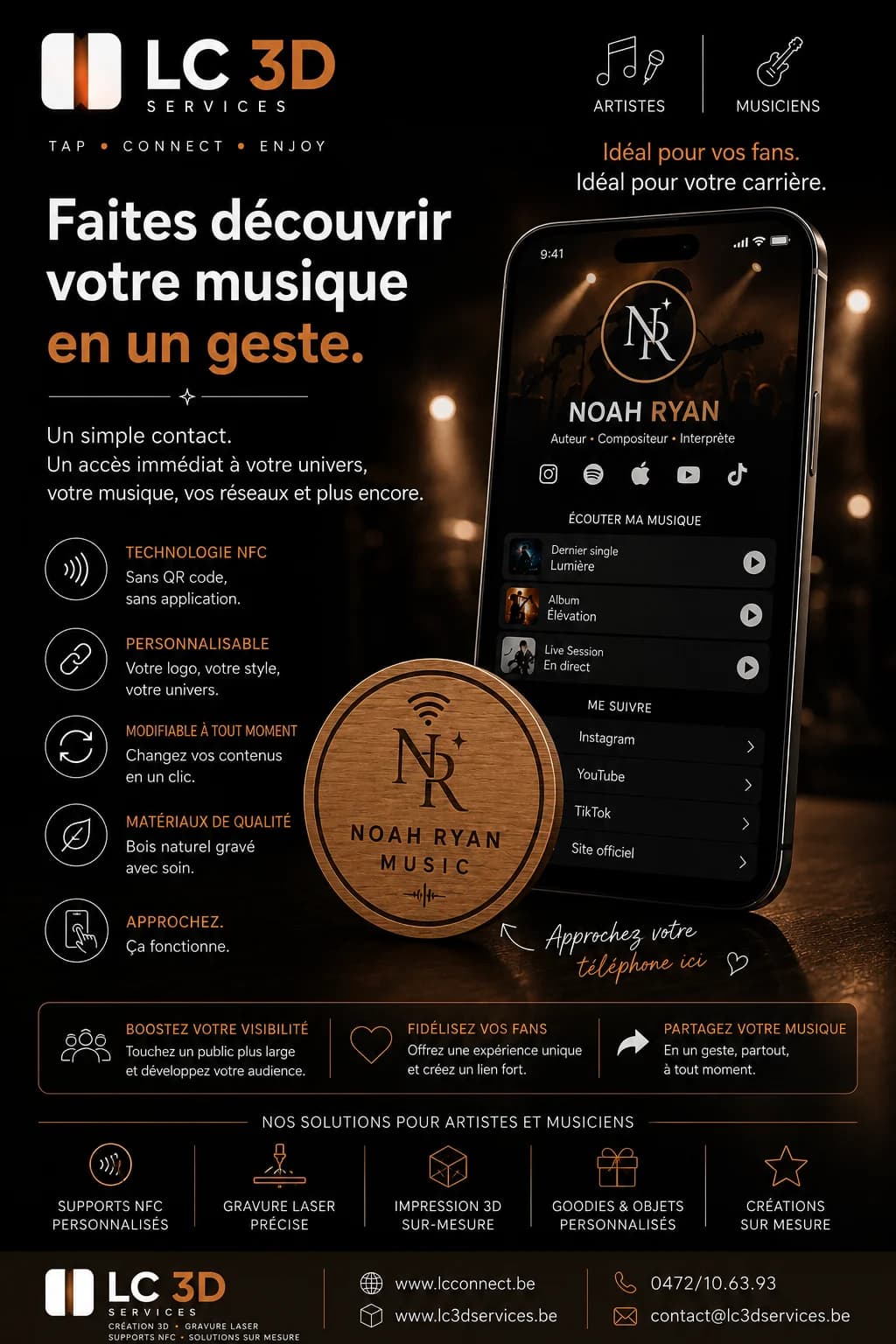 LC Connect flyer — NFC cards for artists and musicians